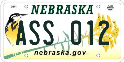 NE license plate ASS012