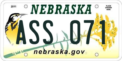 NE license plate ASS071