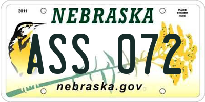 NE license plate ASS072