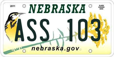 NE license plate ASS103
