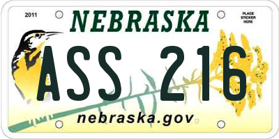 NE license plate ASS216