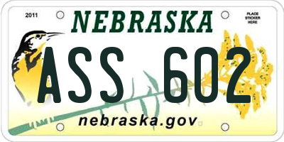 NE license plate ASS602
