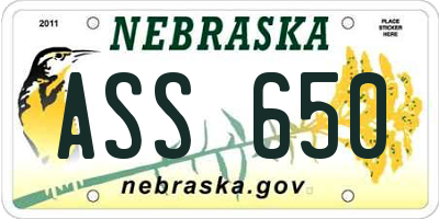 NE license plate ASS650