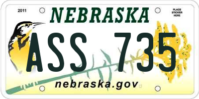 NE license plate ASS735