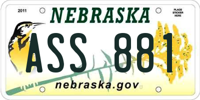 NE license plate ASS881