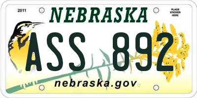 NE license plate ASS892