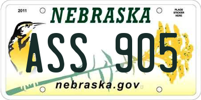 NE license plate ASS905