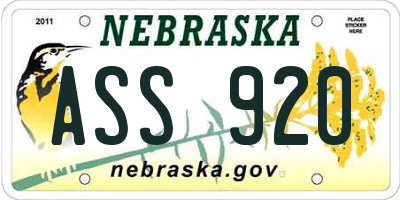 NE license plate ASS920