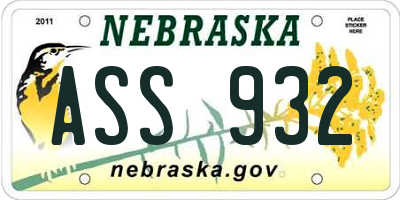 NE license plate ASS932