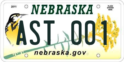 NE license plate AST001