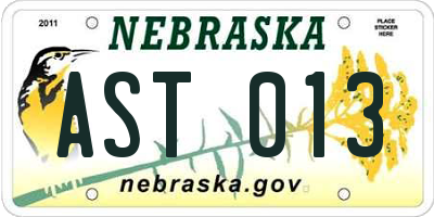 NE license plate AST013