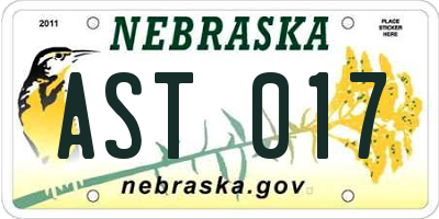 NE license plate AST017