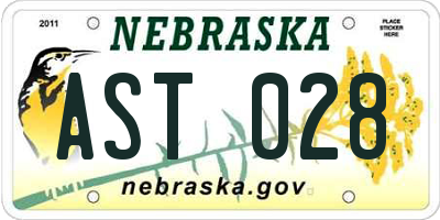 NE license plate AST028
