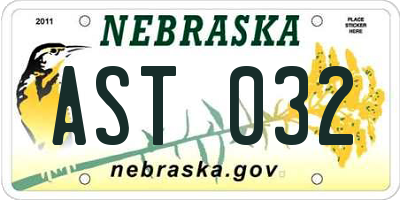 NE license plate AST032