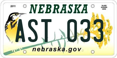 NE license plate AST033
