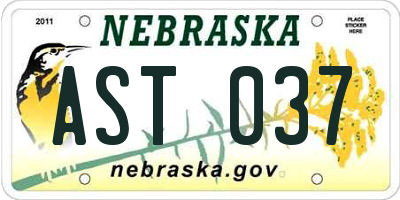 NE license plate AST037