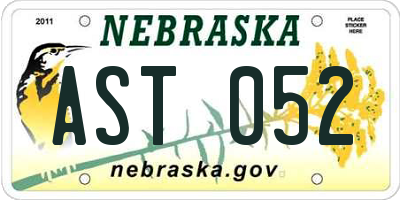 NE license plate AST052