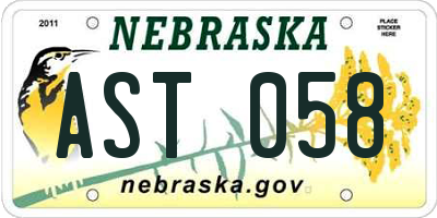 NE license plate AST058