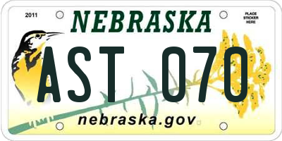 NE license plate AST070