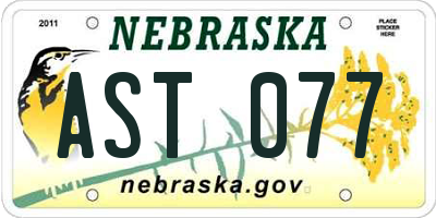 NE license plate AST077
