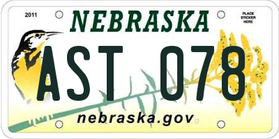 NE license plate AST078