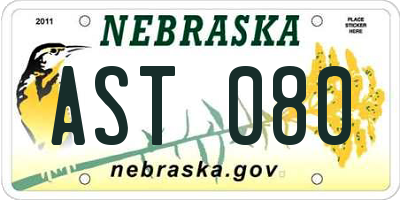NE license plate AST080