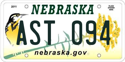 NE license plate AST094