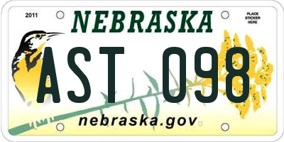 NE license plate AST098
