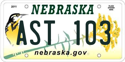 NE license plate AST103