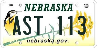 NE license plate AST113