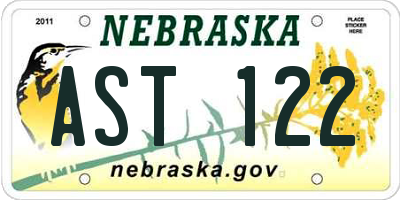 NE license plate AST122