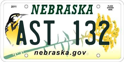 NE license plate AST132