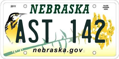 NE license plate AST142