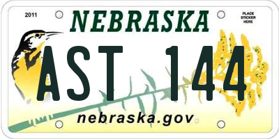 NE license plate AST144