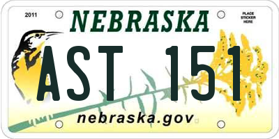 NE license plate AST151