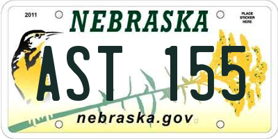 NE license plate AST155