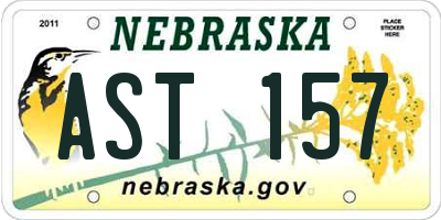 NE license plate AST157