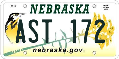NE license plate AST172