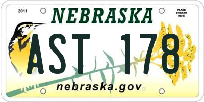 NE license plate AST178