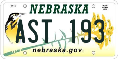 NE license plate AST193