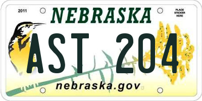 NE license plate AST204