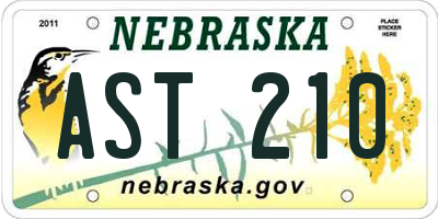 NE license plate AST210