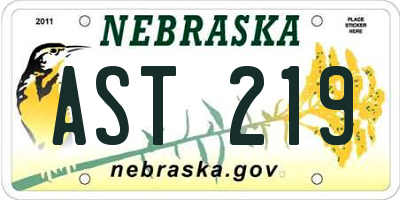 NE license plate AST219