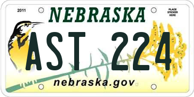 NE license plate AST224