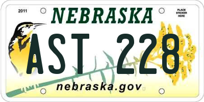 NE license plate AST228