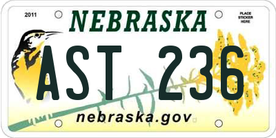 NE license plate AST236