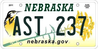 NE license plate AST237