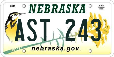 NE license plate AST243