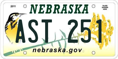 NE license plate AST251