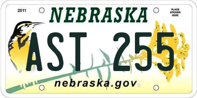 NE license plate AST255